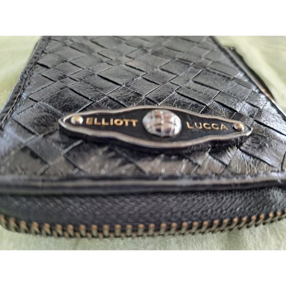 ELLIOTT LUCCA Wristlet Smartphone Case Mini Clutch Wallet Leather Basket Weave - Picture 6 of 10